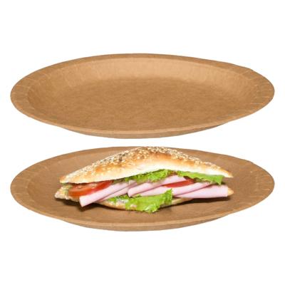 Kinvara papieren feest bordjes - 24x stuks - Dia 28 cm - gerecycled kraft papier