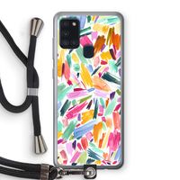 Watercolor Brushstrokes: Samsung Galaxy A21s Transparant Hoesje met koord