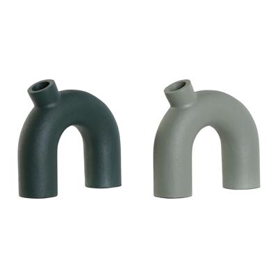 Vaas Home ESPRIT Groen Aluminium 19 x 5 x 17 cm (2 Stuks)