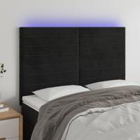 Hoofdbord LED 144x5x118/128 cm fluweel zwart