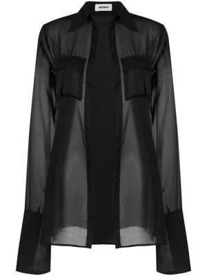 Mônot chemise Georgette à effet de transparence - Noir