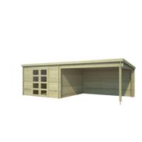 Blokhut met overkapping Olenka 710x330 Olijfgroen Geimpregneerd - Outdoor life