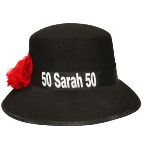 Folat Sarah hoedje - zwart - 50 jaar - verkleed artikelen - Sarah pop - verjaardag