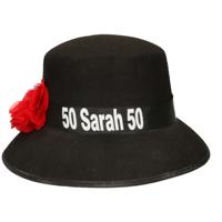 Folat Sarah hoedje - zwart - 50 jaar - verkleed artikelen - Sarah pop - verjaardag