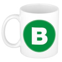 Koffie mok met de letter B - beker - groen - eerste letter van een voornaam - wit - 300 ml