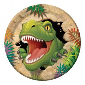 8x stuks Dinosaurus t-rex kinder verjaardag bordjes 23 cm