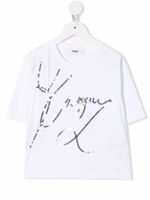 MSGM Kids t-shirt à logo brodé de sequins - Blanc