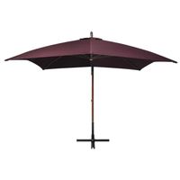 The Living Store Zweefparasol Bordeauxrood 300x300 cm - UV-bestendig - Massief vurenhout en bamboe - Waterdicht - - thumbnail