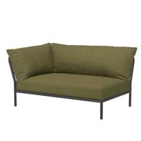 Houe Level2 linker hoek 2-zits loungebank frame donkergrijs stof leaf