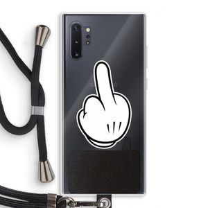Middle finger black: Samsung Galaxy Note 10 Plus Transparant Hoesje met koord