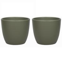 Floran Plantenpot - 4x stuks - donkergroen - mat - keramiek - H17 x D15 cm - plantenpotten binnen