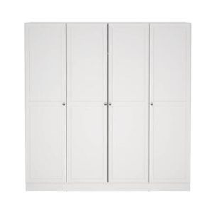 Kledingkast Lynn 4-deurs - wit - 200x196x62 cm - Leen Bakker