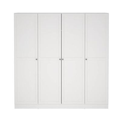 Kledingkast Lynn 4-deurs - wit - 200x196x62 cm - Leen Bakker