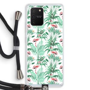 Flamingo bladeren: Samsung Galaxy S10 Lite Transparant Hoesje met koord