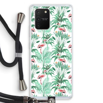 Flamingo bladeren: Samsung Galaxy S10 Lite Transparant Hoesje met koord