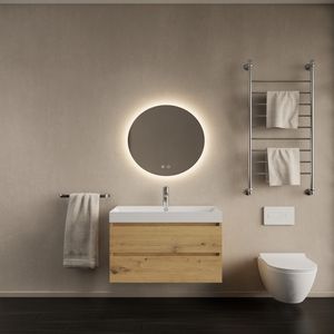 Badkamermeubelset Gliss Design Milan Met Lako Wastafel 80 Cm Artisan Oak (Keuze Wastafel)