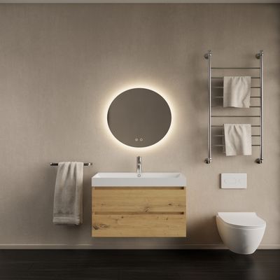 Badkamermeubelset Gliss Design Milan Met Lako Wastafel 80 Cm Artisan Oak (Keuze Wastafel)