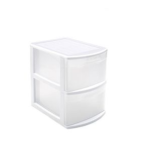 Witte/transparante ladeblok/bureau organizers met 2 lades 39 x 29 x 40 cm - Ladeblok