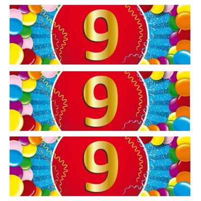 9 jaar leeftijd sticker - 5x - 19 x 6 cm - verjaardag - jubileum - versiering