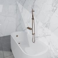 Fortifura Nebbio Badcombinatie-set - thermostaatkraan - inbouwdeel - glijstang - metalen doucheslang - staaf handdouche - badafvoer opbouw - geborsteld koper PVD (koper) SW1183069 SW1111533 SW970048 SW970046 SW1108811 SW