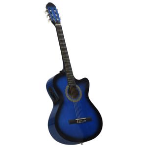 VidaXL Gitaar cutaway met equalizer 6 snaren western klassiek blauw