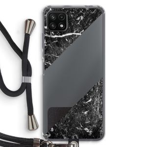Zwart marmer: Samsung Galaxy A22 5G Transparant Hoesje met koord