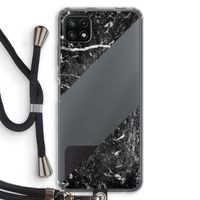 Zwart marmer: Samsung Galaxy A22 5G Transparant Hoesje met koord