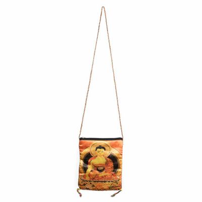 Tas Katoen met Boeddha en Rits (21 x 17 cm)