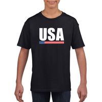 Zwart USA / Amerika supporter t-shirt voor kinderen