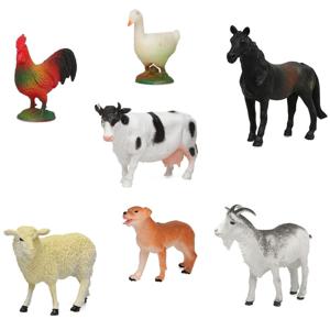 7x Plastic boerderij dieren speelgoed figuren 9 cm - kinderen - Speelgoeddieren