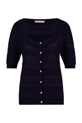 Savana ajour cardigan - dark blue - 06986
