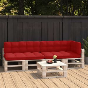 VidaXL Palletkussens 5 st stof rood
