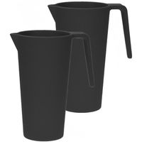 Schenkkan/waterkan - 2x - zwart - 1500 ML - melamine - D10 x H21 cm