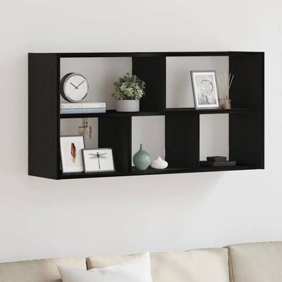 Wandplank Zwart Eiken 100x25x50 cm Bewerkt Hout