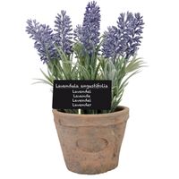 Kunstplant lavendel in terracotta pot 23 cm