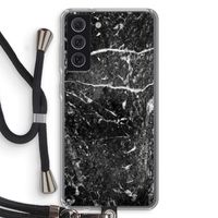 Zwart marmer: Samsung Galaxy S21 FE Transparant Hoesje met koord