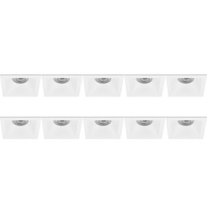 Spot Armatuur 10 Pack - Pragmi Pollon Pro - GU10 Inbouwspot - Vierkant - Wit - Aluminium - Verdiept - 82mm
