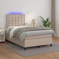 Boxspring met matras en LED kunstleer cappuccinokleur 120x200cm