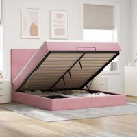 Ottoman bed met matrassen 160x200cm fluweel roze