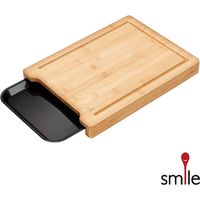 Smile - Snijplank Bamboe - Hakblok - Extra Dik - Met Opvang Bak/Tray & Sapgeul - 36x27,5cm - thumbnail