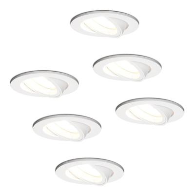 Set van 6 Dublin LED inbouwspot - 5 Watt 400 Lumen - 6000K Daglicht wit - GU10 - Dimbaar - Rond - Kantelbaar - IP20 waterdicht - Wit