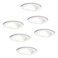 Set van 6 Dublin LED inbouwspot - 5 Watt 400 Lumen - 6000K Daglicht wit - GU10 - Dimbaar - Rond - Kantelbaar - IP20 waterdicht - Wit