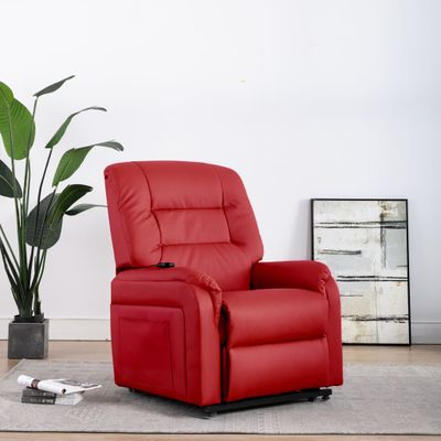 vidaXL Fauteuil elektrisch sta-op-stoel kunstleer rood vidaXL Fauteuil elektrisch sta-op-stoel kunstleer rood
