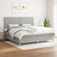 Boxspring met matras stof lichtgrijs 200x200 cm