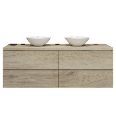 Badkamermeubelset Gliss Zeus 160 cm Licht Grijs Eiken Met Waskom