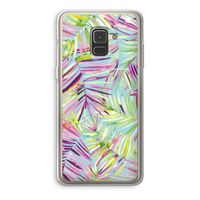 Tropical Palms Blue: Samsung Galaxy A8 (2018) Transparant Hoesje
