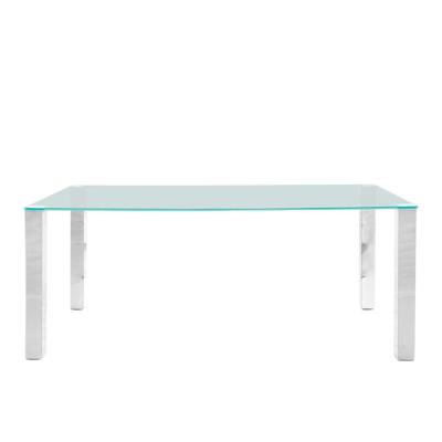 Leen Bakker - Eetkamertafel Vandel - Transparant - 90x180x75 Cm - Metaal/Glas - Zilverkleurig#Transparant