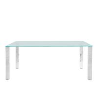 Leen Bakker - Eetkamertafel Vandel - Transparant - 90x180x75 Cm - Metaal/Glas - Zilverkleurig#Transparant
