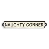 A CAST IRON "NAUGHTY CORNER" PLAQUE