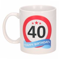 Verjaardag 40 jaar verkeersbord mok / beker Verjaardag 40 jaar verkeersbord mok / beker